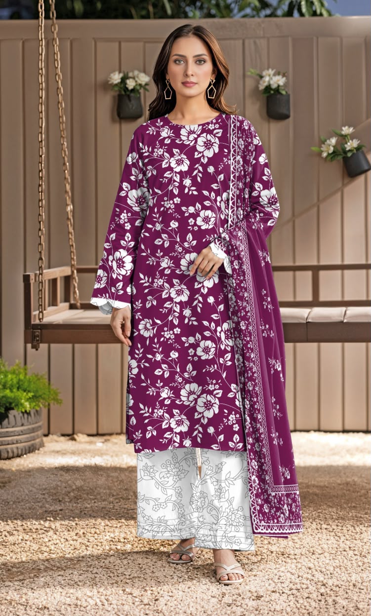BAREEZEI PREMIMUM QUALITY LAWN 3 PCS I DIGITAL PRINT VOLIE DUPTA
