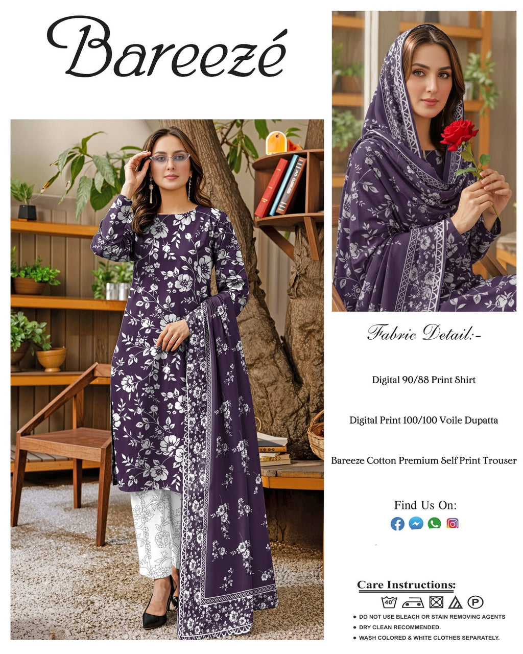 BAREEZE I DIGITAL PRINTING 3 PCS UNSITICH LAWN