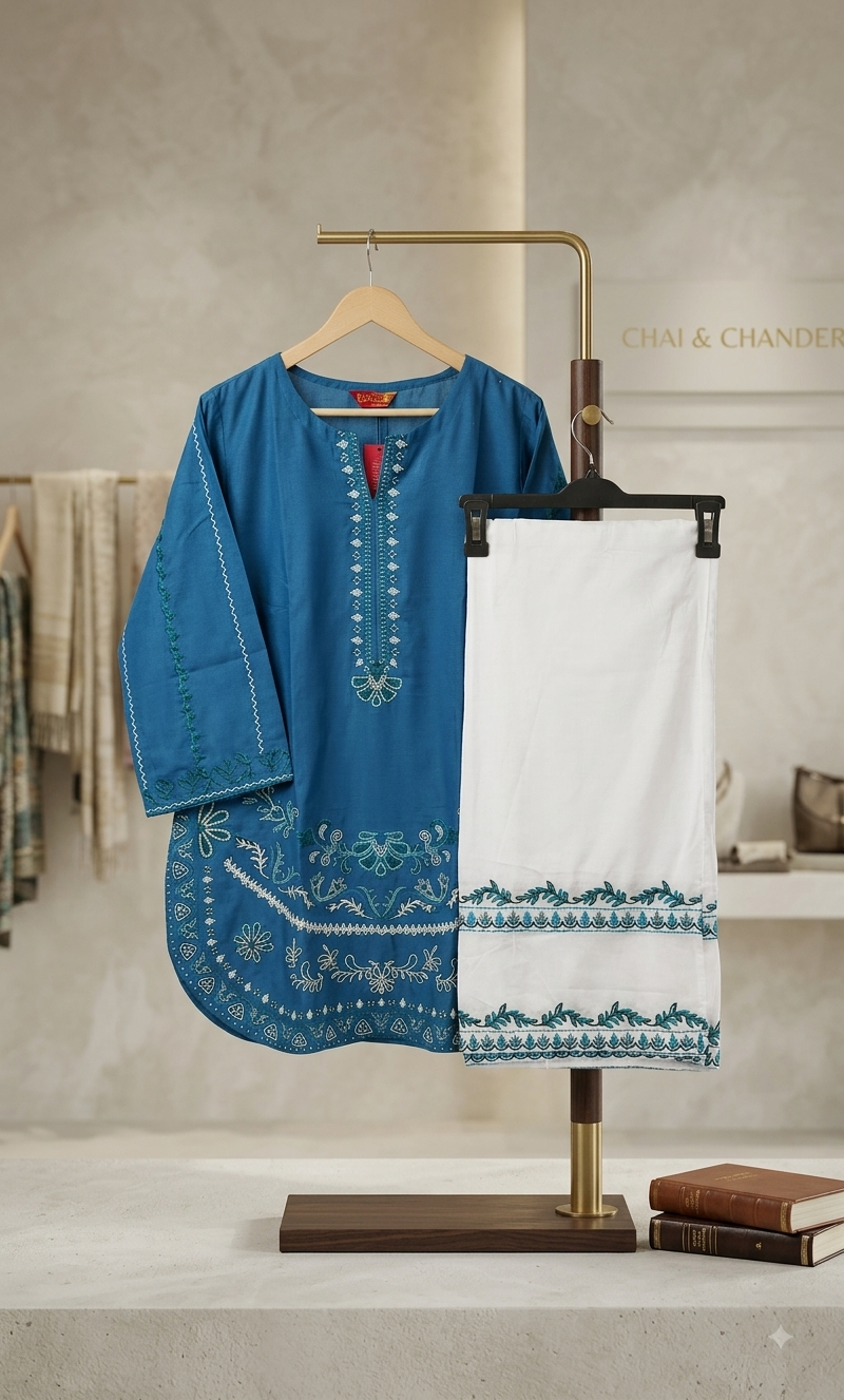 Trending  Gol daman cotton embroidery cordset dress size medium / large ,