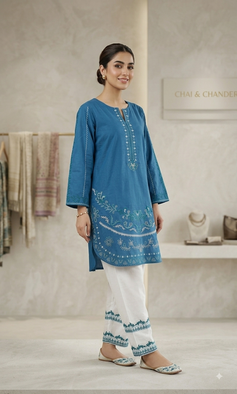 Trending  Gol daman cotton embroidery cordset dress size medium / large ,