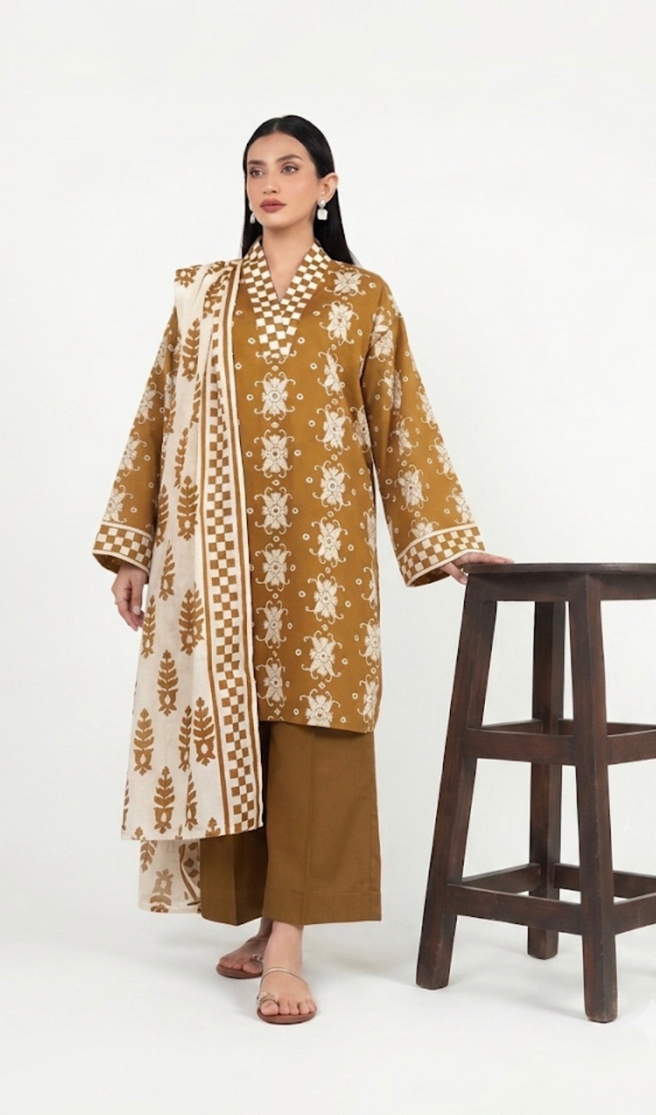 Alkaram Summer '26 Collection | 3-Piece Mustard Printed Lawn Suit