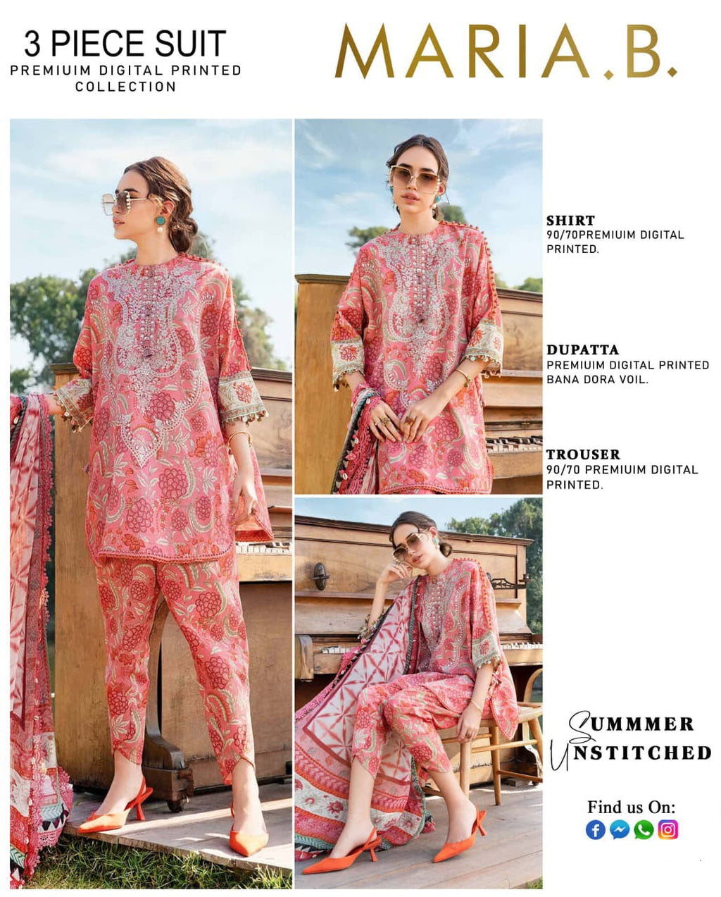 MARIA B I PREMIUM DIGITAL 3 PCS LAWN