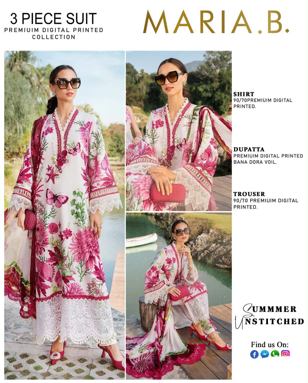 MARIA.B I PREMIUM QUALITY  DIGITAL PRINT  3 PCS LAWN
