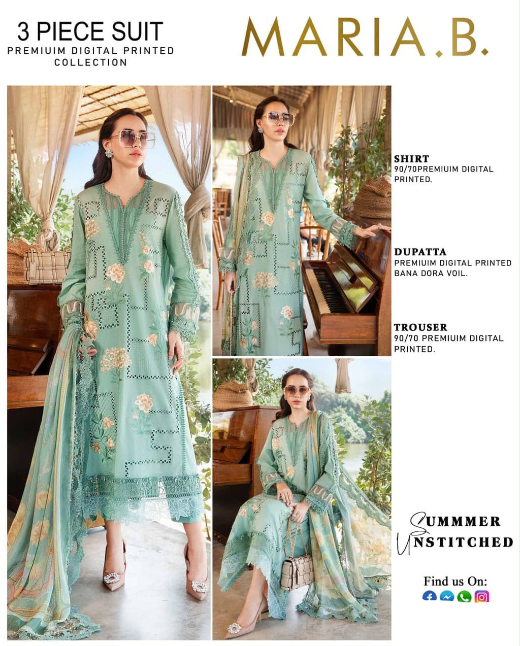 MARIA.B I PREMIUM QUALITY  DIGITAL PRINT  3 PCS LAWN
